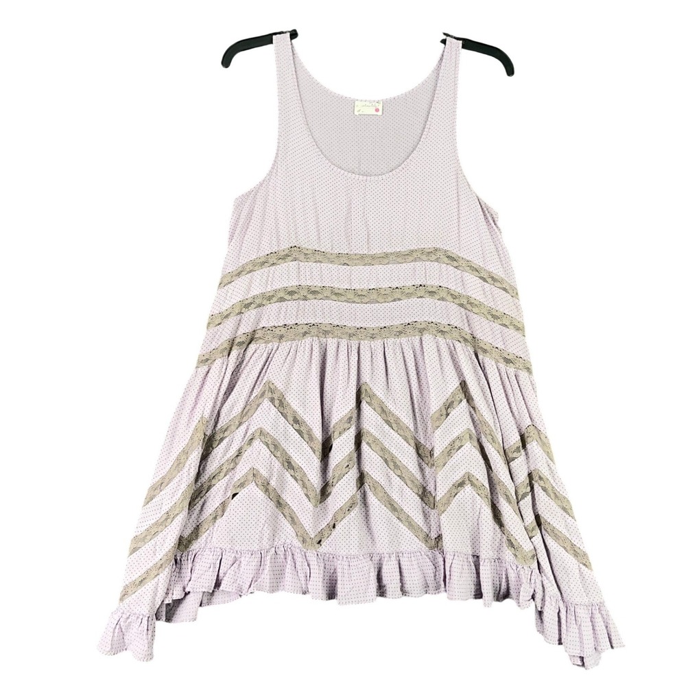 Intimately Free People Boho Coquette Fairycore Polka Dot Lace Babydoll Tank SP